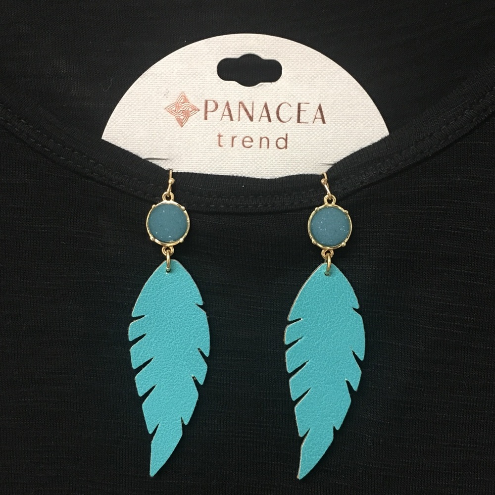 Panacea Turquoise & Gold Leaf Earrings